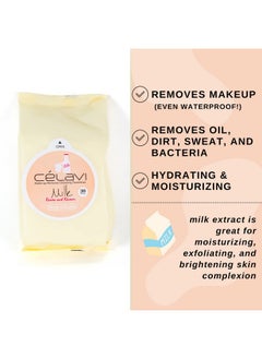 Celavi Cosmetics Celavi Makeup Remover Cleansing Wipes Removing Towelettes 2 Packs 60 Sheets (Milk)  - Image 5