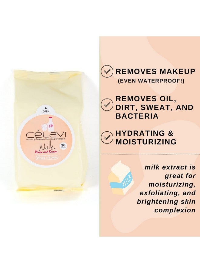 Celavi Cosmetics Celavi Makeup Remover Cleansing Wipes Removing Towelettes 2 Packs 60 Sheets (Milk) - Image 5