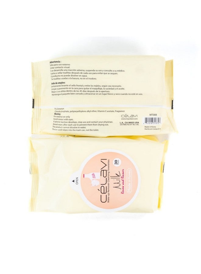 Celavi Cosmetics Celavi Makeup Remover Cleansing Wipes Removing Towelettes 2 Packs 60 Sheets (Milk) - Image 4