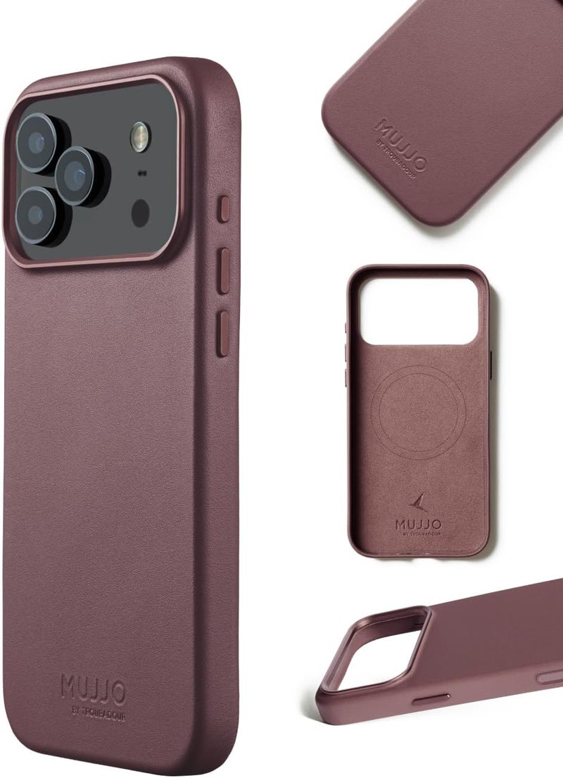 موجو جراب آيفون  برو ماكس جلدي - برونزي أحمر بشحن لاسلكي مغناطيسي - Image 2