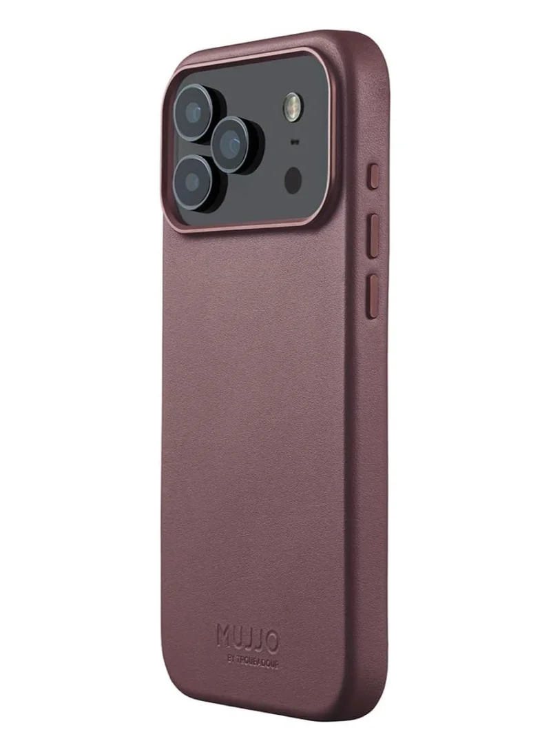 موجو جراب آيفون  برو ماكس جلدي - برونزي أحمر بشحن لاسلكي مغناطيسي