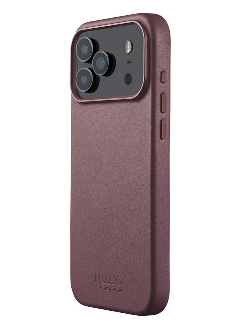 موجو جراب آيفون  برو ماكس جلدي - برونزي أحمر بشحن لاسلكي مغناطيسي - Image 1