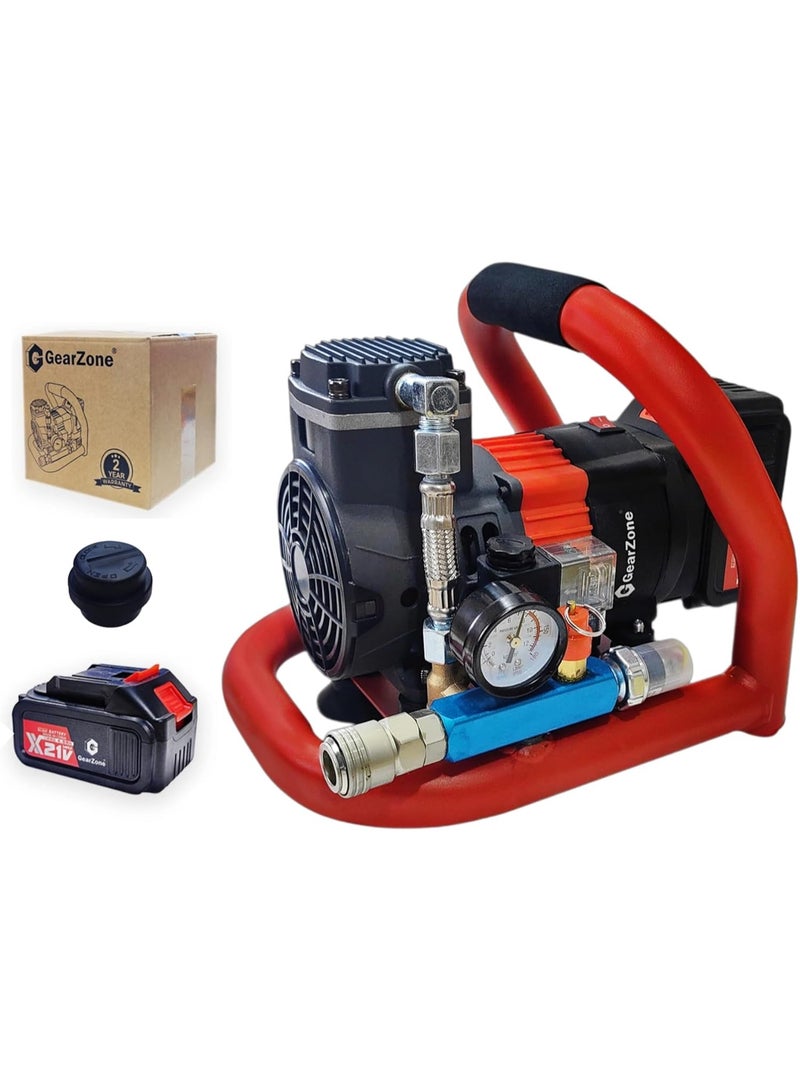 GearZone ضاغط هواء محمول ببطارية ليثيوم بدون فرش، مضخة هواء صغيرة عالية الضغط، مضخة إطارات سيارات صغيرة خالية من الزيت - Image 1