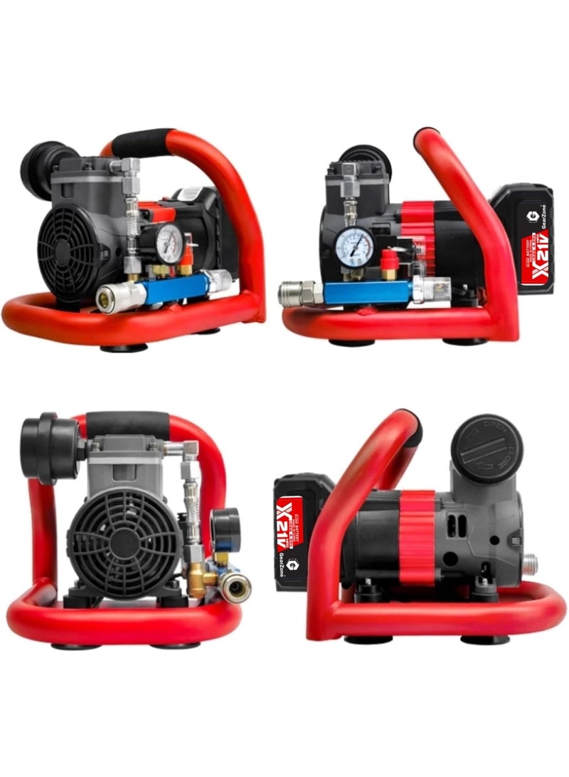 GearZone ضاغط هواء محمول ببطارية ليثيوم بدون فرش، مضخة هواء صغيرة عالية الضغط، مضخة إطارات سيارات صغيرة خالية من الزيت - Image 3