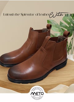 Meto Honey Chelsea lace-up boots made of genuine natural leather and a toe sole  - Image 1