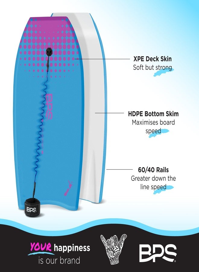 BPS 41 Inch Kids Adults Bodyboard with Bicep Leash (Blue / Purple) - Image 4
