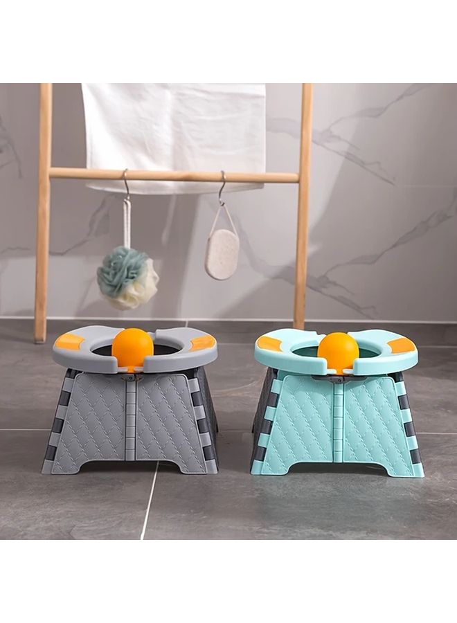 Grey Portable Foldable Travel Toilet for Toddlers with Orange Handles Compact Design - Image 4