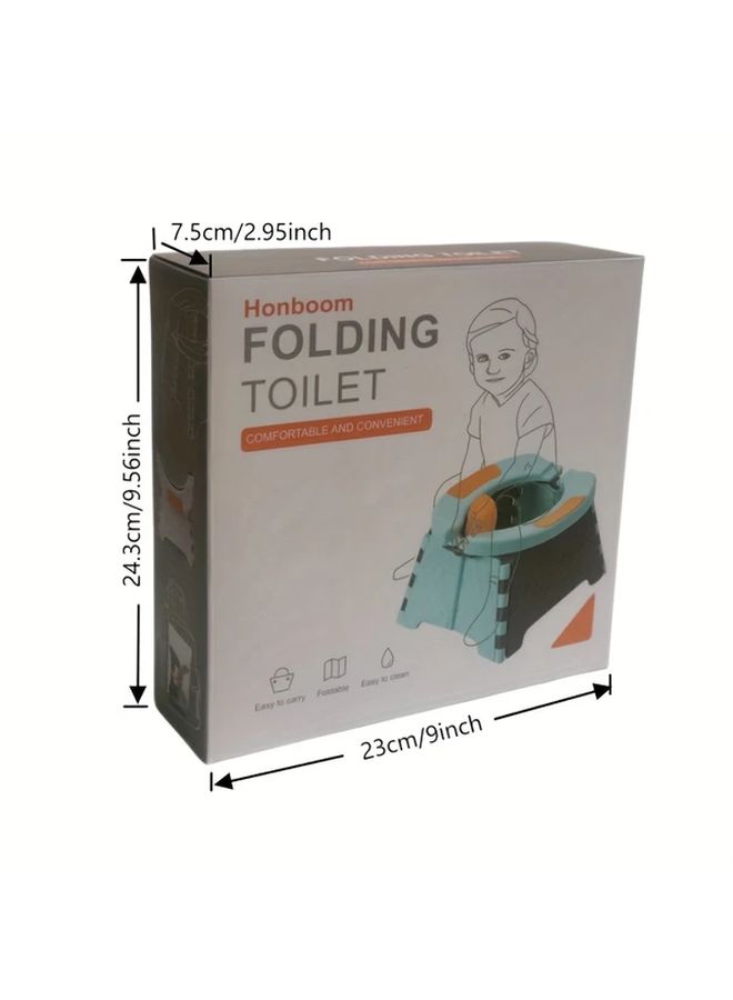 Grey Portable Foldable Travel Toilet for Toddlers with Orange Handles Compact Design - Image 2