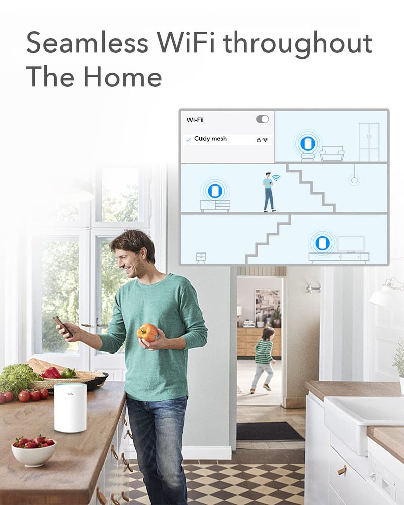 Cudy M1300 3-Pack AC1200 Gigabit Whole Mesh WiFi System, Dual Band, WiFi Extender, High Gain Antennas, VPN, Cloudflare, Connect Up to 100 Devices - Image 3