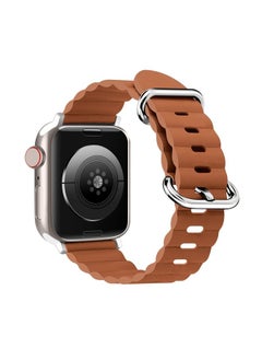 Generic Replacement Strap Ocean Style Leather Watch Strap For Apple Watch Series 8&7 41mm / SE 2&6&SE&5&4 40mm / 3&2&1 38mm Golden Brown 