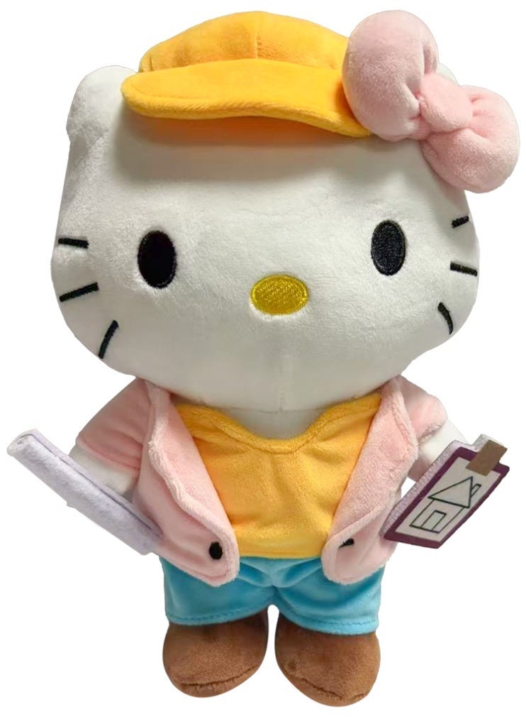Hello Kitty Career Plush 25cm – Soft Collectible Stuffed Toy in Career Outfit, Cute Cuddly Gift for Kids and Hello Kitty Fans - Bright Architect - Image 1