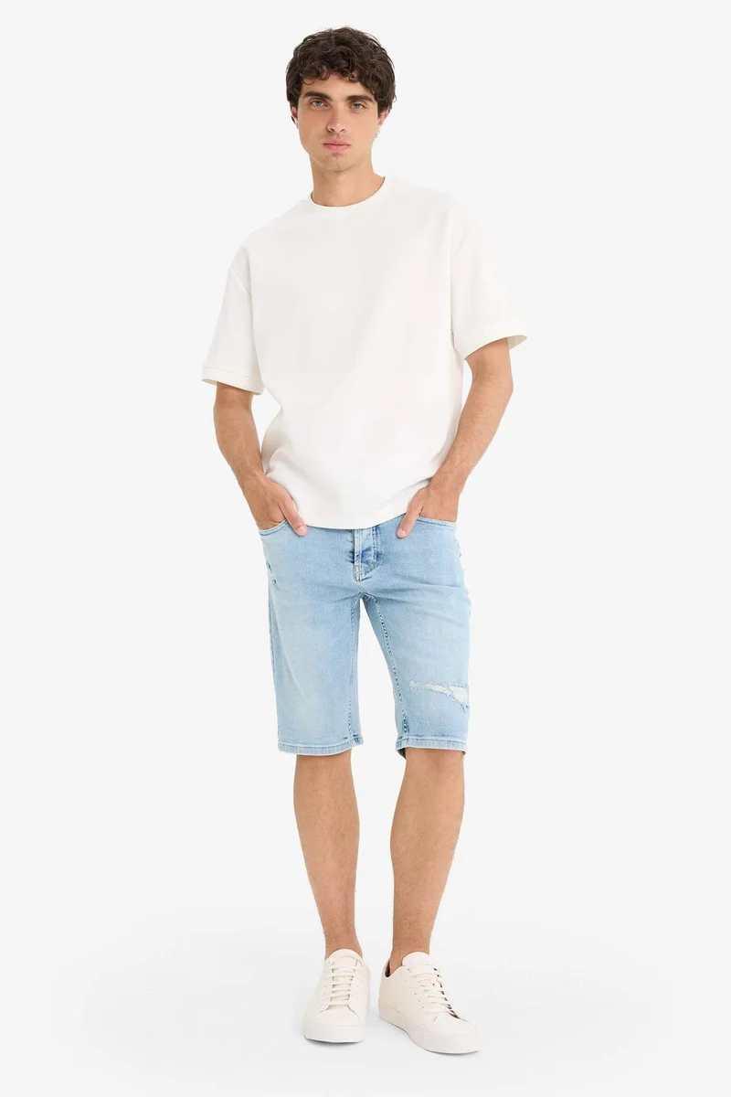 DeFacto Slim Fit Denim Bermuda Shorts
