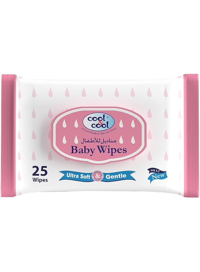 Cool & Cool Baby Wipes 25'S Alcohol Free Paraben Free Vitamin E Aloe Vera Ultra Soft & Gentle For Sensitive & Delicate Skin - Image 1