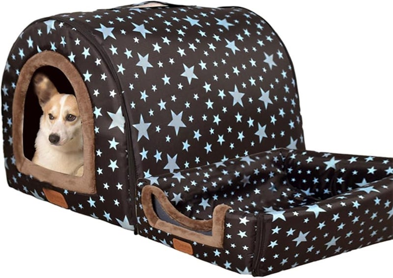 سرير كلب داخلي صغير أحمر متوسط خيمة منزل دافئ للحيوانات الأليفة كهف هريرة وسادة سميكة - Image 1