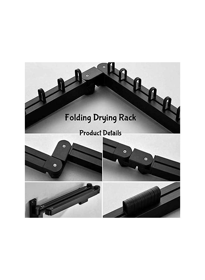 Zaboon رف تجفيف الملابس المثبت على الحائط، رف تعليق ملابس قابل للطي، رف تجفيف الملابس المثبت على الحائط، نظام تعليق لتجفيف الملابس موفر للمساحة، رف ملابس متين (3 طيات) - Image 3