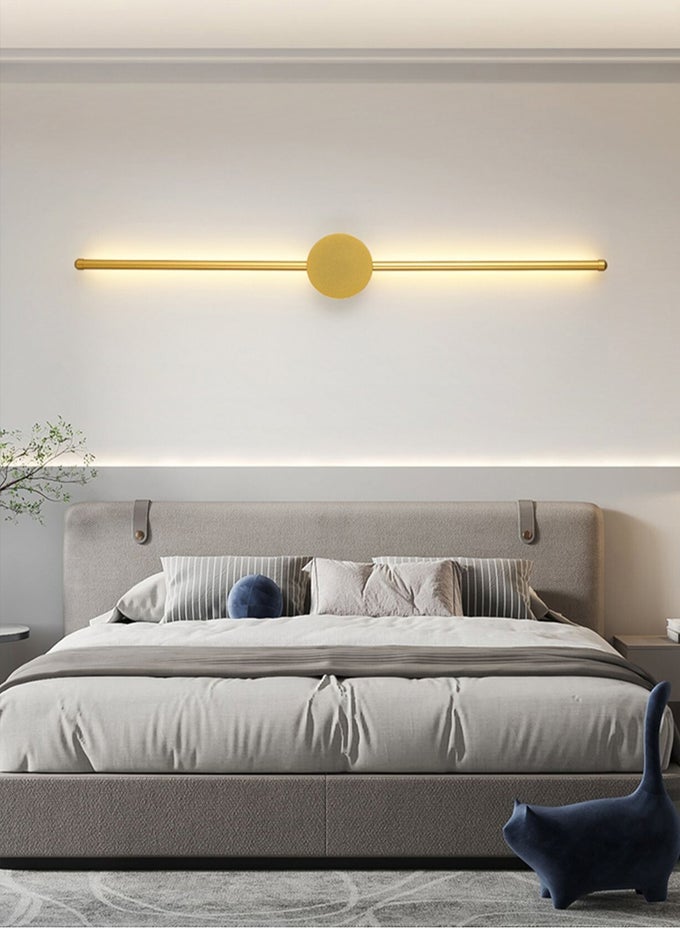 MODERN INTERIOR WALL LIGHT 18W LED WALL LIGHT, GOLD WALL LIGHT FOR BEDROOM LIVING ROOM CORRIDOR (COLOR : THREE COLOR TEMPERATURES, SIZE : 100 CM)