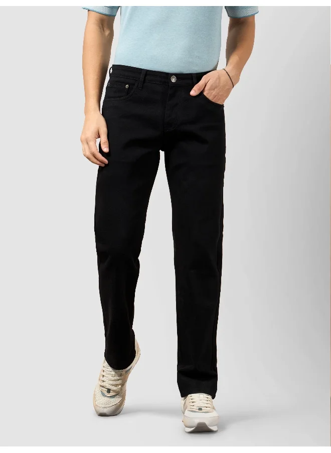 بيونغ cotton lycra Black Regular Fit Jeans for men