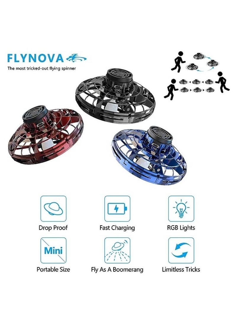 الإصبع ترقية رحلة الطيران الدوار لعبة الضغط للأطفال الكبار تعمل باليد يطير سبينر الطائرة بدون طيار أدى ضوء في الهواء الطلق لعبة ممتعة USB قابلة للشحن (أسود) - Image 4