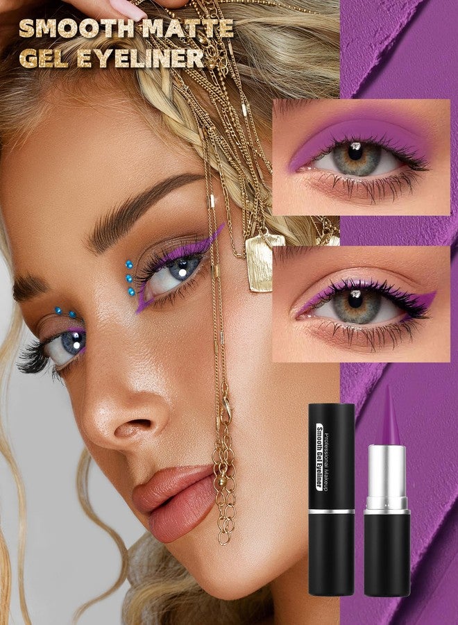 Lestpola Purple Gel Eyeliner Cream Pencil, Waterproof Smudge-proof Long Wear, Glides on Smoothly Matte Waterline Eyeliner, Intense Color Eye Liner Pen, Multi-use Face Paint Stick Colorful Makeup for Women-07 - Image 2