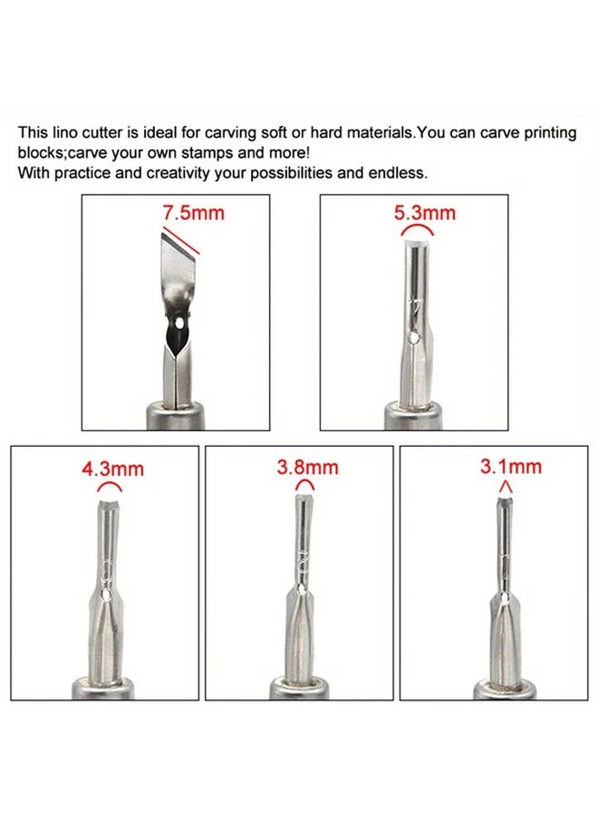 Printmaking Carving Tools Set 5 Blade Lino Block Cutting Stamp Art Sculpture Supplies - Image 5