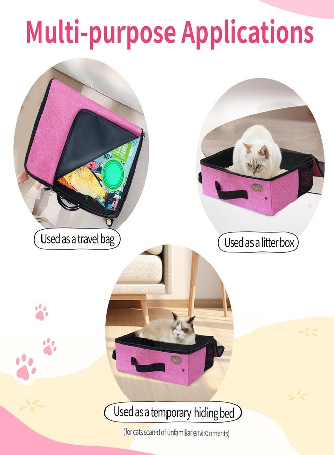 Deblue Portable Traveling Cat Litter Box with Lid, Foldable Mobile Cat Litter Box Fits Medium Cats and Kittie, Leak-Proof Collapsible Litter Carrier Box for Easy Car Ride with Cats-Pink - Image 5