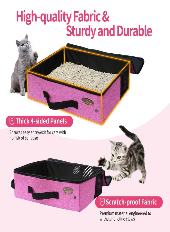 Deblue Portable Traveling Cat Litter Box with Lid, Foldable Mobile Cat Litter Box Fits Medium Cats and Kittie, Leak-Proof Collapsible Litter Carrier Box for Easy Car Ride with Cats-Pink - Image 3