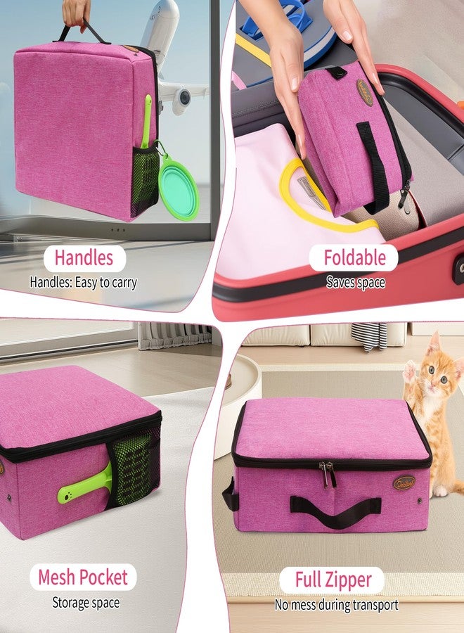 Deblue Portable Traveling Cat Litter Box with Lid, Foldable Mobile Cat Litter Box Fits Medium Cats and Kittie, Leak-Proof Collapsible Litter Carrier Box for Easy Car Ride with Cats-Pink - Image 4