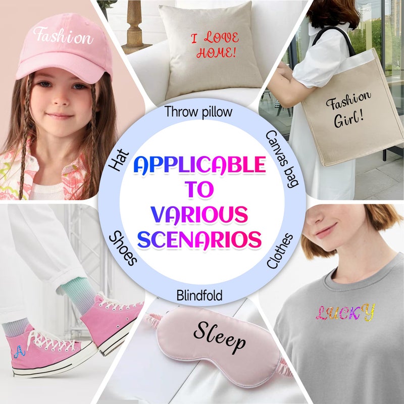 LUHIMO 8 Sheets Iron On Letters For Clothing  1 Inch Colorful Heat Transfer Vinyl Letter  Iron On Cursive Upper & Lowercase Alphabets Decals With A-Z For Backpack Jerseys Fabric T-Shirts Diy - Image 5