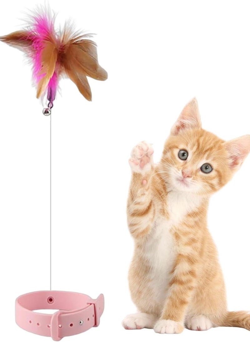 Cat Feather Collar Toy, Interactive Cat Wand Toys with Bells and Feathers, Ideal Toy for One or More Cats at The Same Time, Indoor Toy Gifts for Cats to Make Them Less Lonely - Image 2