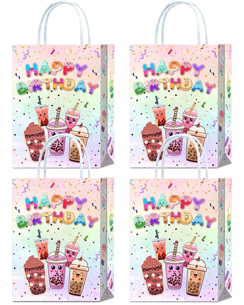 YanZonic Boba Tea Party Decorations - 16Pcs Colorful Favor Bags for All Ages - Bubble Tea Goodie Bags With Games Cards Gifts - Image 1