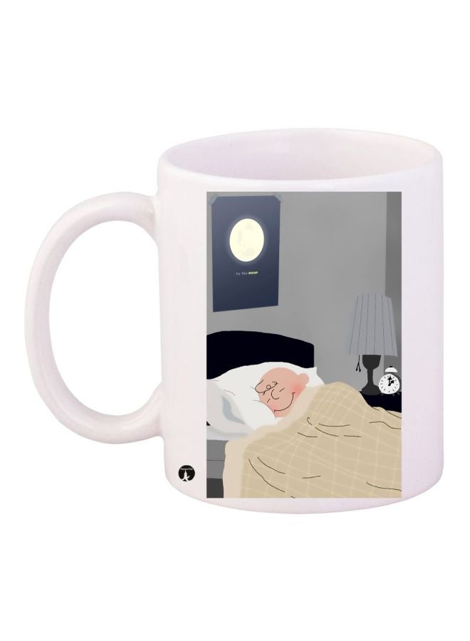 RYN Cartoon Printed Coffee Mug White/Beige/Grey 11ounce