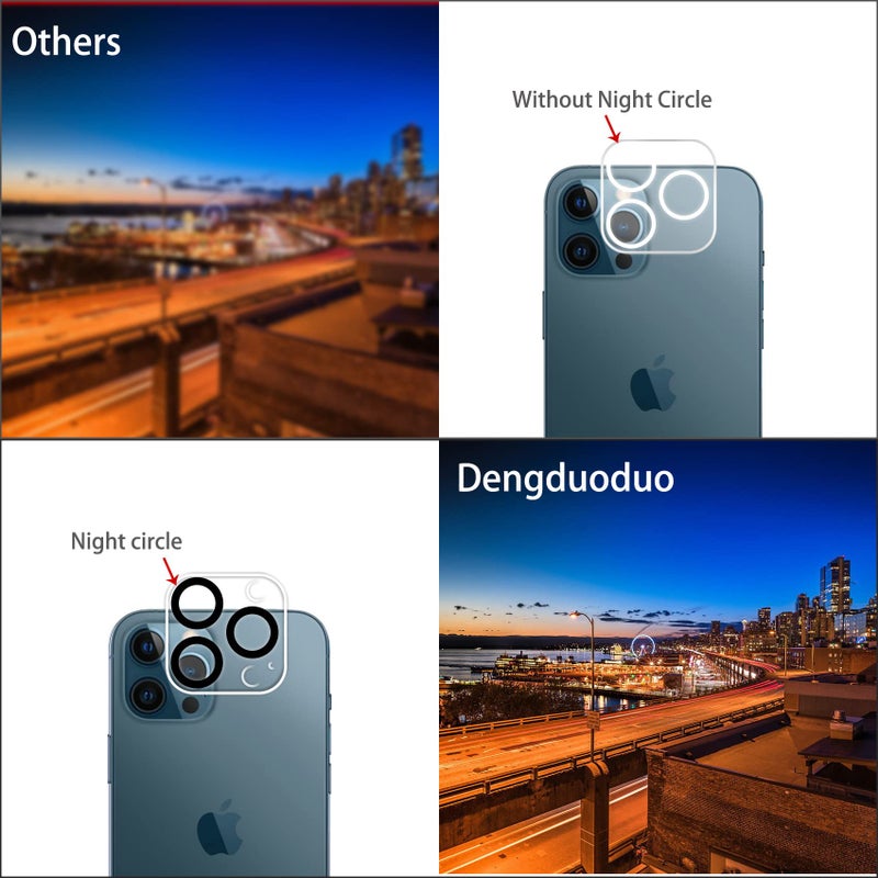 Dengduoduo 3 Pack Tempered Glass Camera Lens Protector for iPhone 12 Pro Max 6.7", Ultra HD, 9H Hardness, Anti-Scratch, Case Friendly, Easy to Install [No Affect on Night Shots] - Image 4