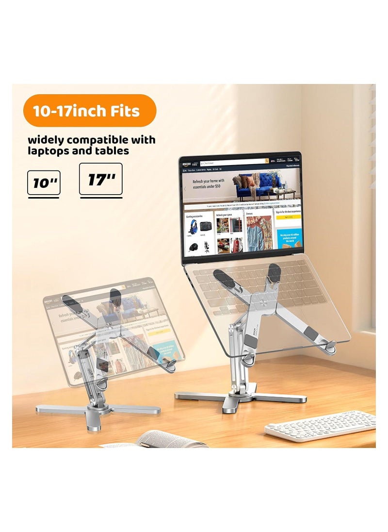 Generic - Laptop Stand with 360 Rotating Base, Computer Notebook Laptop Riser Metal Holder for Desk Collaborative Work, Fully Foldable for Easy Storage, Fits All MacBook, Laptops up to 16 inches - Image 1
