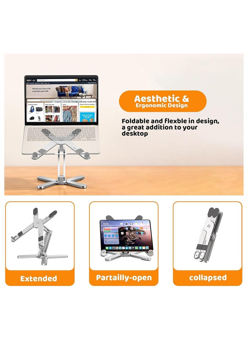 Generic - Laptop Stand with 360 Rotating Base, Computer Notebook Laptop Riser Metal Holder for Desk Collaborative Work, Fully Foldable for Easy Storage, Fits All MacBook, Laptops up to 16 inches - Image 1