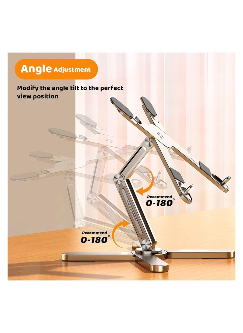Generic - Laptop Stand with 360 Rotating Base, Computer Notebook Laptop Riser Metal Holder for Desk Collaborative Work, Fully Foldable for Easy Storage, Fits All MacBook, Laptops up to 16 inches - Image 1