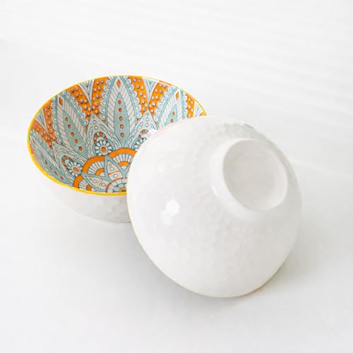 FLAVION Colorful Ceramic Bowl Set – Mandala Printed Porcelain Bowls – Microwave Safe Decorative Tableware – Ideal for Serving Rice, Snacks, Salads (Pack of-6) - Image 5