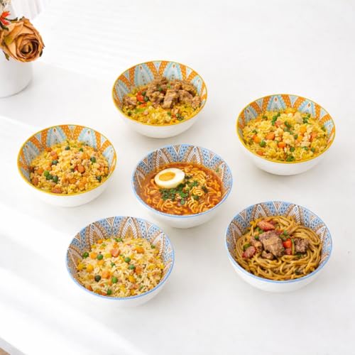 FLAVION Colorful Ceramic Bowl Set – Mandala Printed Porcelain Bowls – Microwave Safe Decorative Tableware – Ideal for Serving Rice, Snacks, Salads (Pack of-6) - Image 3