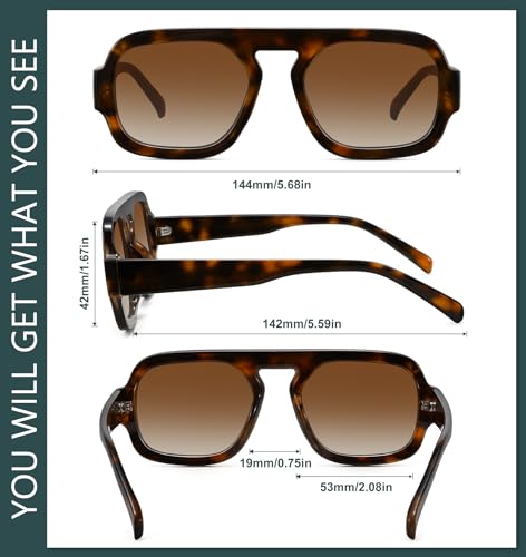 WOWSUN Retro Aviator Sunglasses Womens 70s Square Trendy Shades Sun Glasses - Image 5
