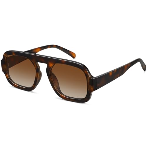 WOWSUN Retro Aviator Sunglasses Womens 70s Square Trendy Shades Sun Glasses - Image 1