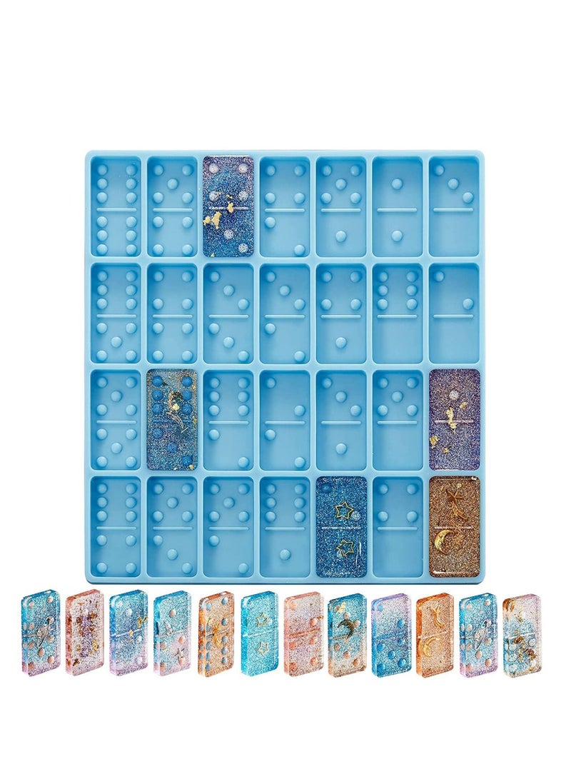 SYOSI Domino Mold for Epoxy Domino Mold, Dominoes Molds, Resin Molds for Dominoes, Domino Molds for Epoxy Resin Casting,28 Cavities Silicone Mold for Pendant Dominoes Mold for Resin Dominoes Mold - Image 1