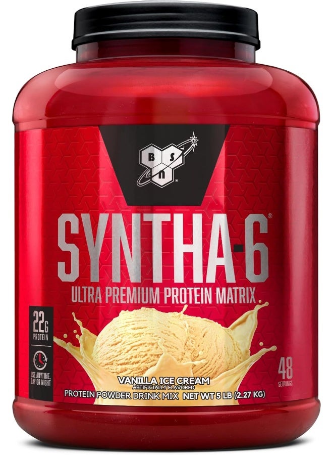 BSN مصفوفة بروتين سينثا-6 فائقة الجودة، مسحوق بروتين مصل اللبن، كازين ميسيلار، مسحوق بروتين الحليب المعزول - آيس كريم الفانيليا، 5 رطل، 48 حصة (2.27 كجم) - Image 1