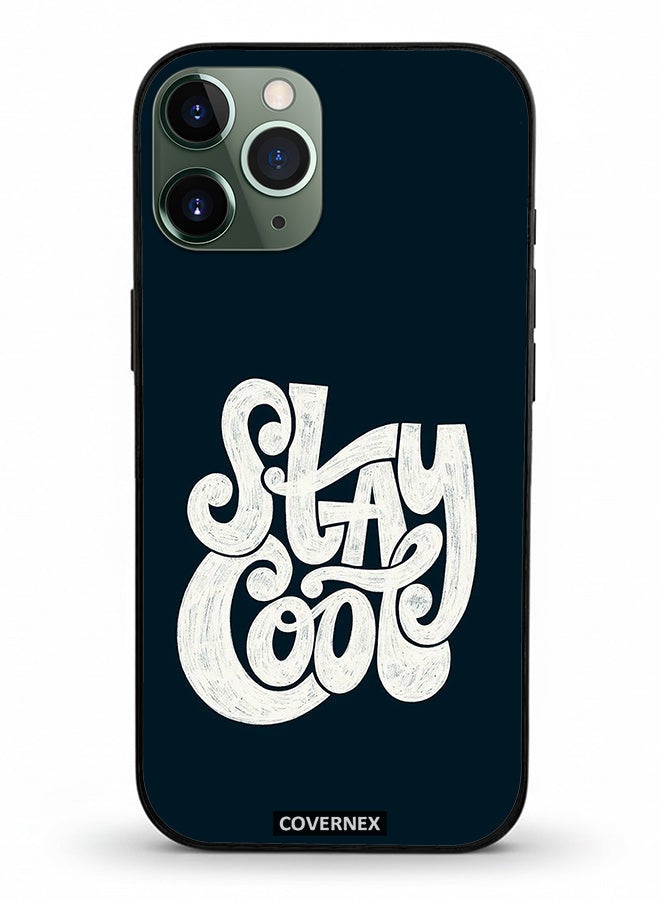 Covernex Apple iPhone 11 Pro Protective Case Cover Printed Featuring Stay Cool Retro Croovy Typography - Image 2