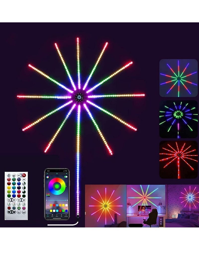 Smart Firework Lights Indoor, App and Remote Control RGB Color Changing Led Lights Strip for Bedroom, More Colors, Dynamic Modes, Music Sync, Mic, Led Rhythm Control Lights for Room Decor - Image 1