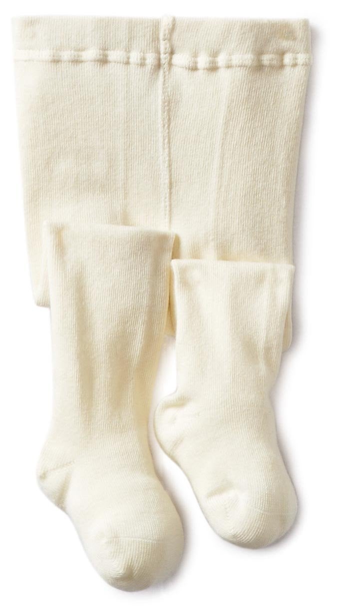 Jefferies Socks Baby-girls Infant Seamless Organic Cotton Tights, Ivory, 6-18 Months - Image 1