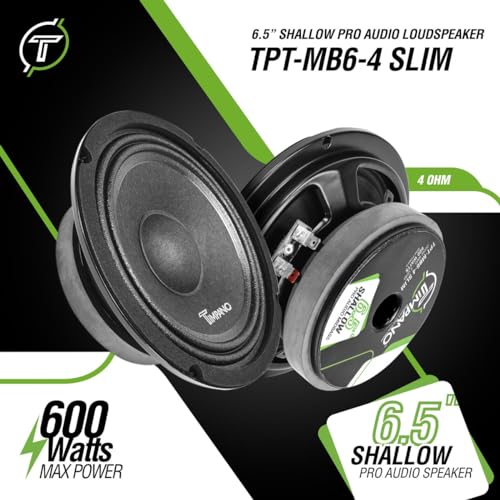 Timpano 6.5 Inch Shallow Car Speaker 600 Watts TPT-MB6-4 Slim Shallow Profile 4 Ohm, PRO Midbass Car Audio Loudspeaker Compact for Doors (Single) - Image 2