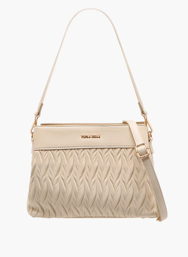 Flora Bella By Shoexpress Textured Crossbody Bag with Detachable Shoulder Strap