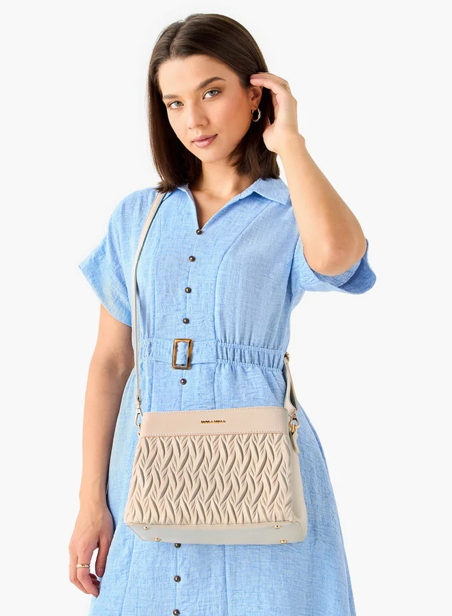 Flora Bella By Shoexpress Textured Crossbody Bag with Detachable Shoulder Strap