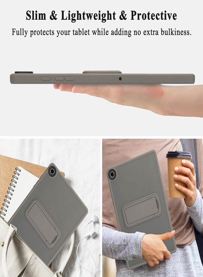 Dteck for Samsung Galaxy Tab A9 Plus (SM-X210/X215/X216) Clear Tablet Case 11" 2023 with Foldable Kickstand, Shock-Absorbing TPU Edges Hard Plastic Back, Protective Lightweight Slim Thin Cover, Gray - Image 3