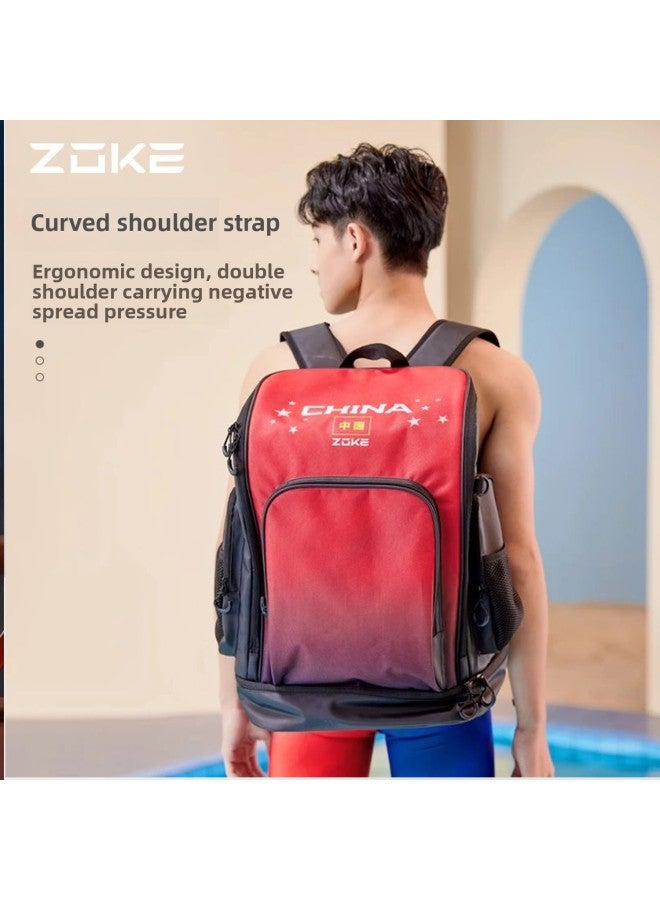 ZOKE Zhouke Children's Swimming Bag Large Capacity Swimming Training Bag Dry And Wet Separate Waterproof Backpack Travel Backpack-Color:625505134China Waves