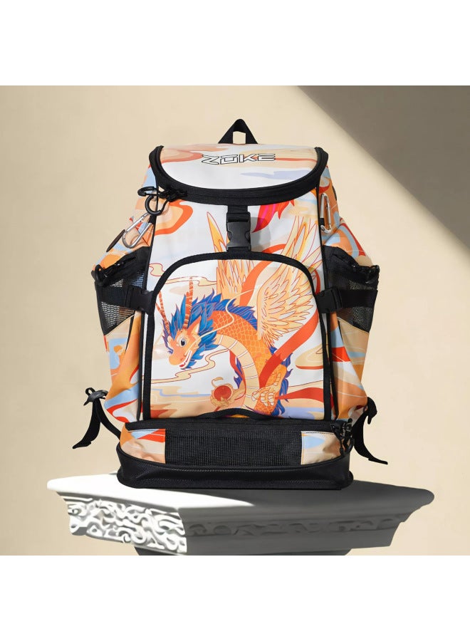 ZOKE Zhouke Children's Swimming Bag Large Capacity Swimming Training Bag Dry And Wet Separate Waterproof Backpack Travel Backpack-Color:625505134China Waves